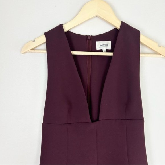 Aritzia Wilfred Montbrun Burgundy V-neck dress - Picture 4 of 6